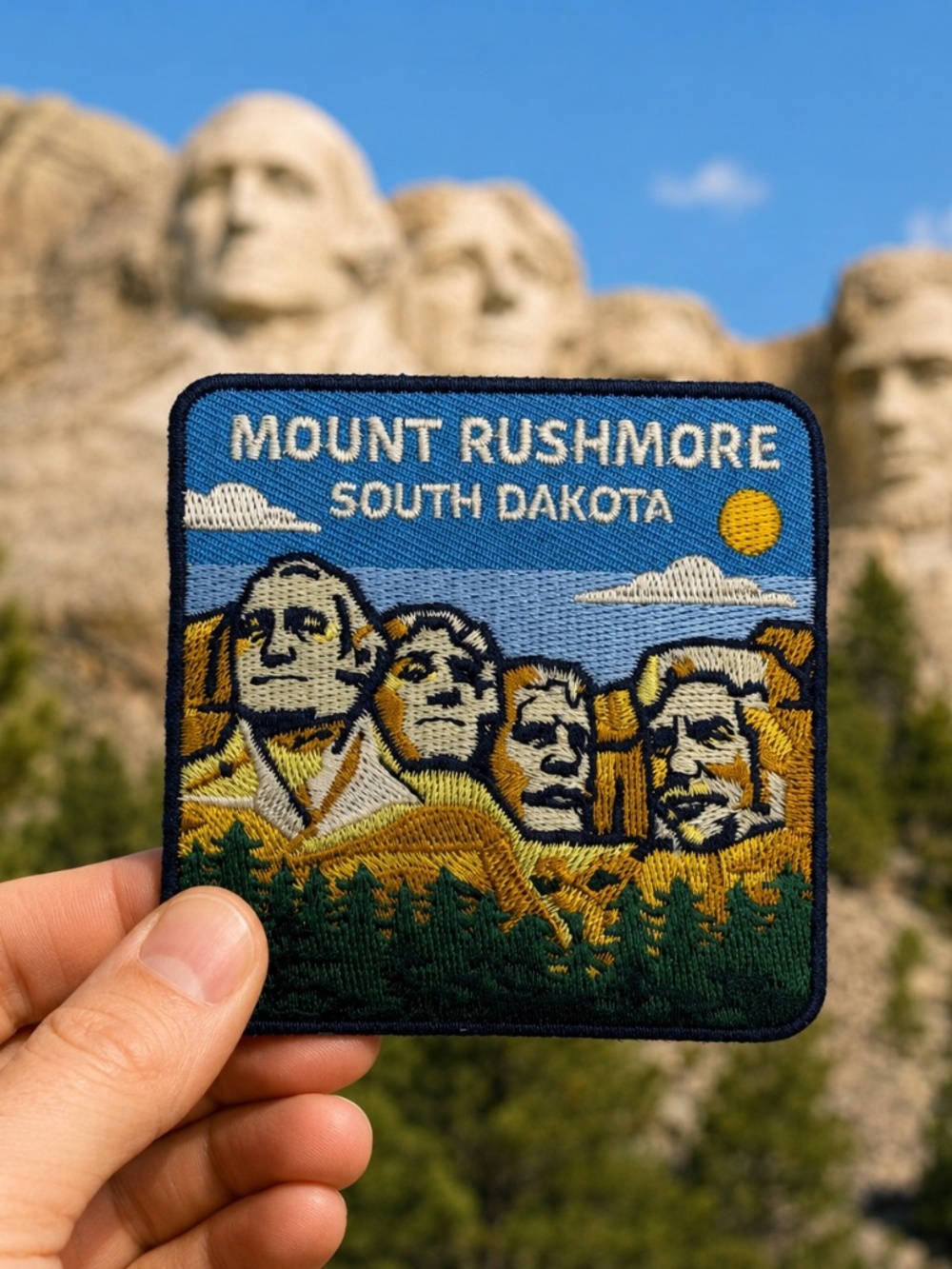 Mount Rushmore Patch 3" Iron On South Dakota Embroidered Travel Badge USA